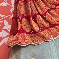 COSMOS TISSUE SILK LEHENGA WITH GHATCHOLA DUPATTA