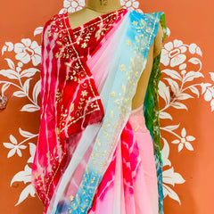 PURE DIAMOND CHIFFON PITTAN WORK SAREE