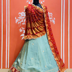 COSMOS TISSUE SILK LEHENGA WITH GHATCHOLA DUPATTA
