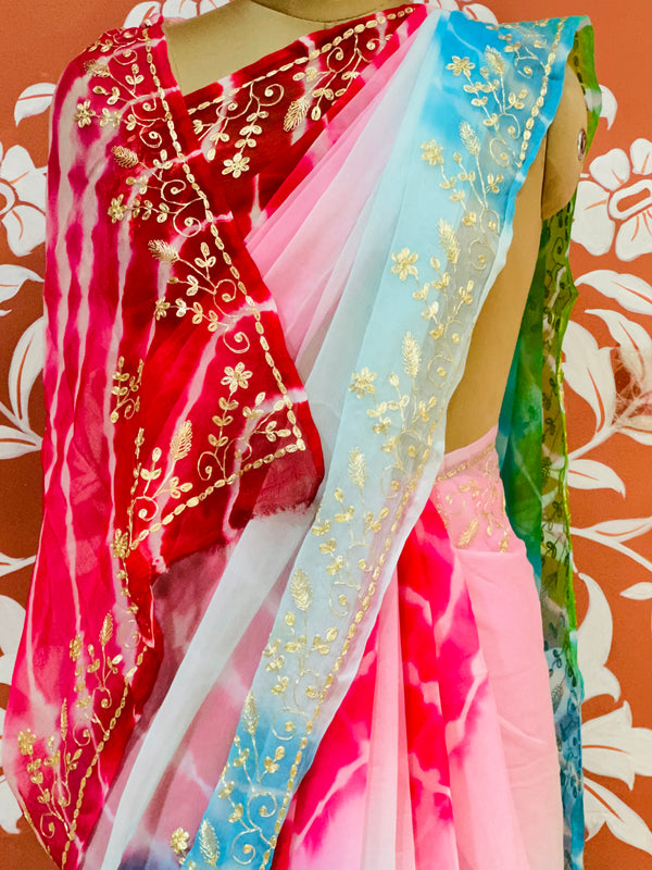 PURE DIAMOND CHIFFON PITTAN WORK SAREE