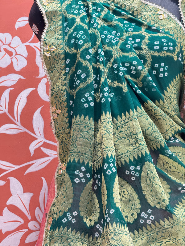 COSMOS TISSUE SILK LEHENGA WITH GHATCHOLA DUPATTA