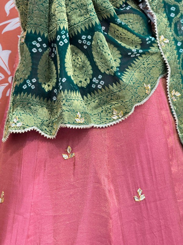 COSMOS TISSUE SILK LEHENGA WITH GHATCHOLA DUPATTA