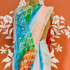 PURE DIAMOND CHIFFON PITTAN WORK SAREE