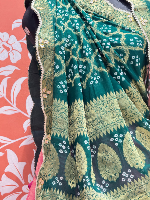COSMOS TISSUE SILK LEHENGA WITH GHATCHOLA DUPATTA