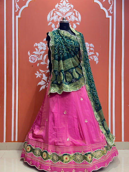 COSMOS TISSUE SILK LEHENGA WITH GHATCHOLA DUPATTA
