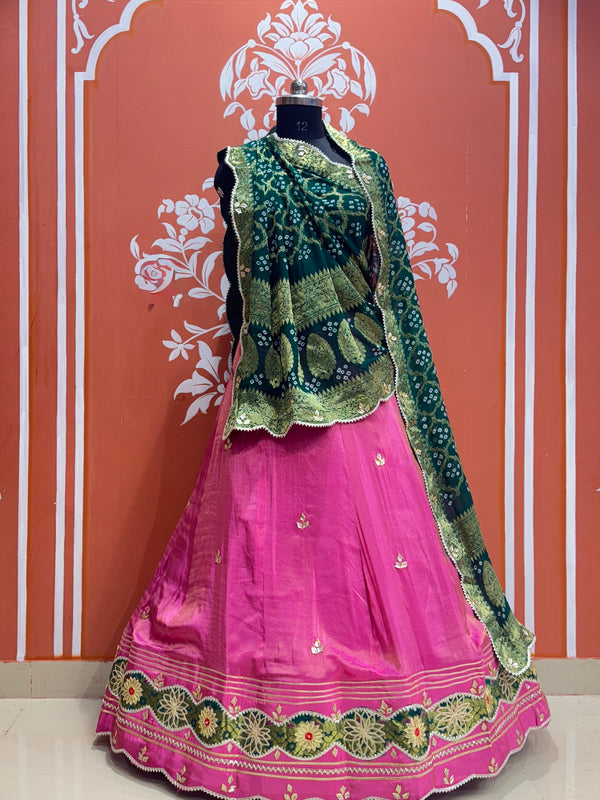 COSMOS TISSUE SILK LEHENGA WITH GHATCHOLA DUPATTA
