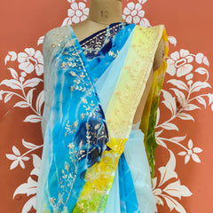 PURE DIAMOND CHIFFON PITTAN WORK SAREE
