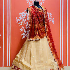 COSMOS TISSUE SILK LEHENGA WITH GHATCHOLA DUPATTA