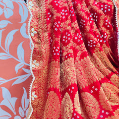 COSMOS TISSUE SILK LEHENGA WITH GHATCHOLA DUPATTA