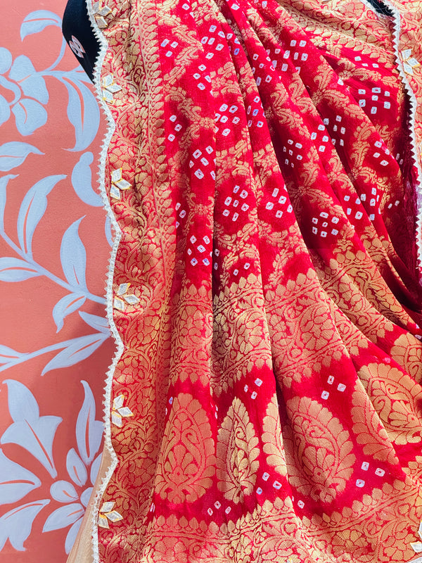 COSMOS TISSUE SILK LEHENGA WITH GHATCHOLA DUPATTA