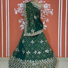 60GM GEORGETTE BHANDHANI GOTA PATTI LEHENGA
