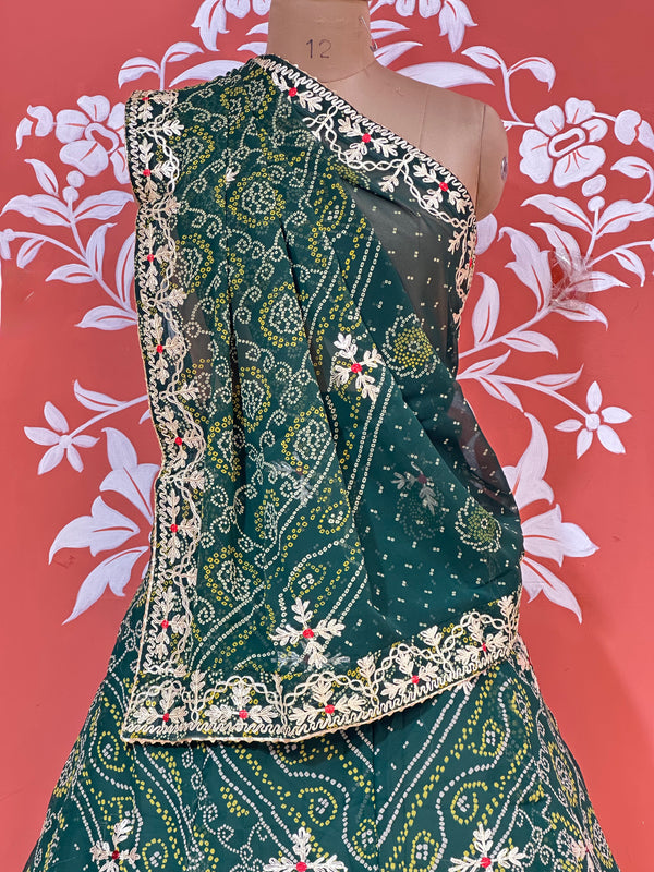 60GM GEORGETTE BHANDHANI GOTA PATTI LEHENGA