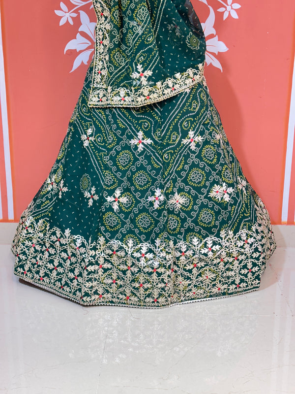 60GM GEORGETTE BHANDHANI GOTA PATTI LEHENGA