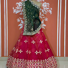 60GM GEORGETTE BHANDHANI GOTA PATTI LEHENGA