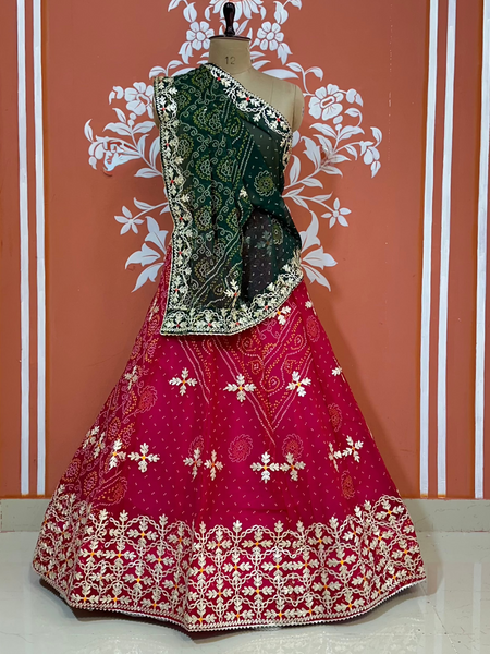 60GM GEORGETTE BHANDHANI GOTA PATTI LEHENGA