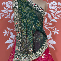 60GM GEORGETTE BHANDHANI GOTA PATTI LEHENGA