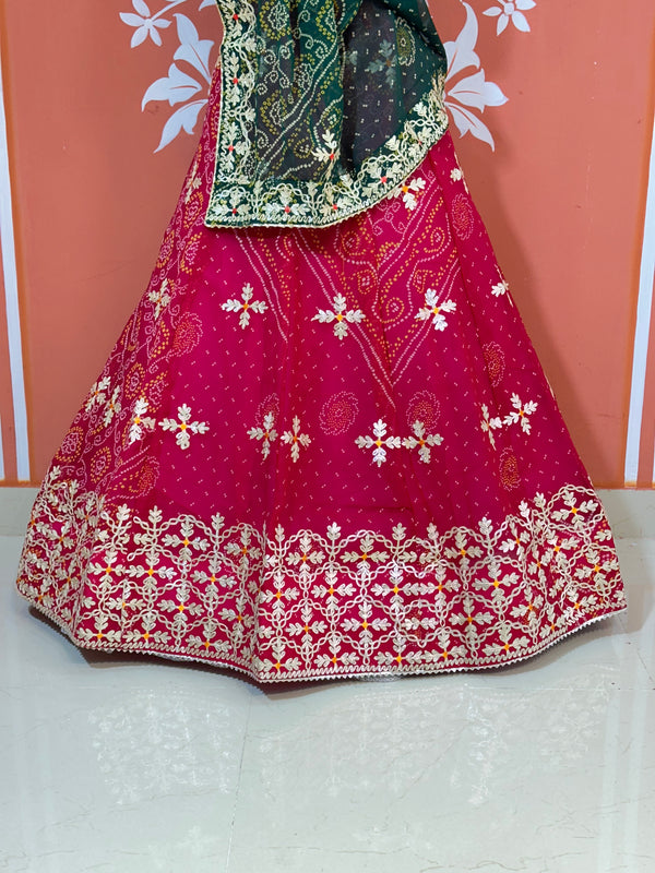 60GM GEORGETTE BHANDHANI GOTA PATTI LEHENGA