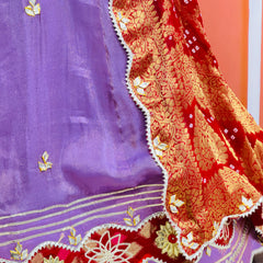 COSMOS TISSUE SILK LEHENGA WITH GHATCHOLA DUPATTA