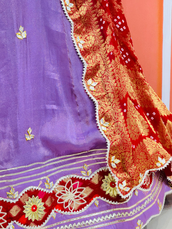COSMOS TISSUE SILK LEHENGA WITH GHATCHOLA DUPATTA