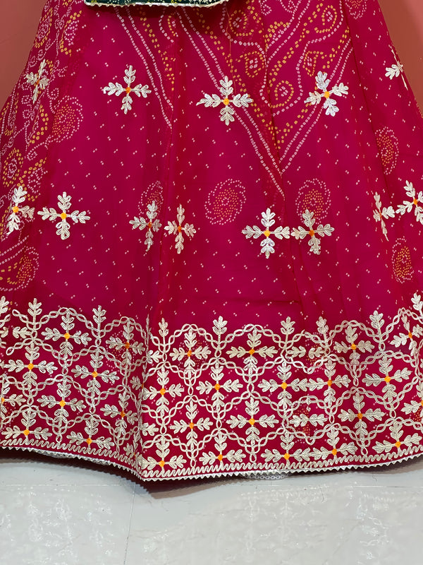 60GM GEORGETTE BHANDHANI GOTA PATTI LEHENGA