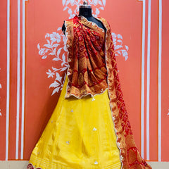 COSMOS TISSUE SILK LEHENGA WITH GHATCHOLA DUPATTA