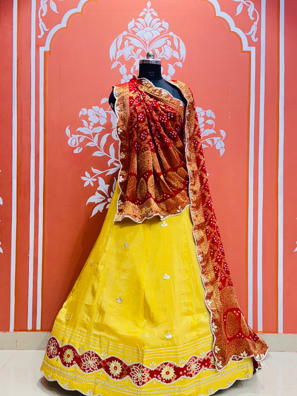 COSMOS TISSUE SILK LEHENGA WITH GHATCHOLA DUPATTA