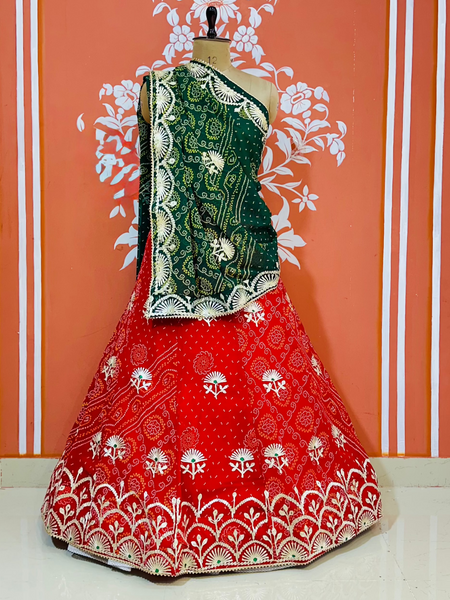 60GM GEORGETTE BHANDHANI GOTA PATTI LEHENGA