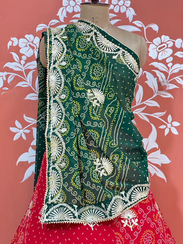 60GM GEORGETTE BHANDHANI GOTA PATTI LEHENGA