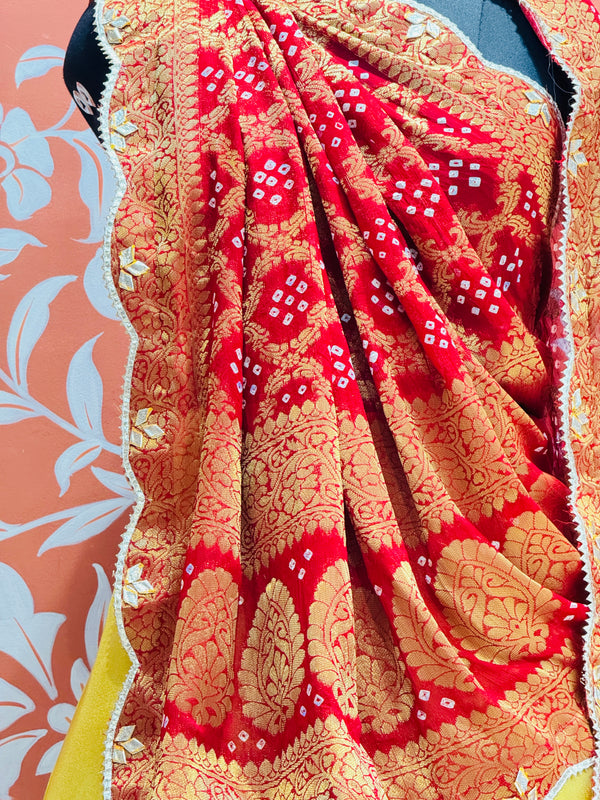 COSMOS TISSUE SILK LEHENGA WITH GHATCHOLA DUPATTA