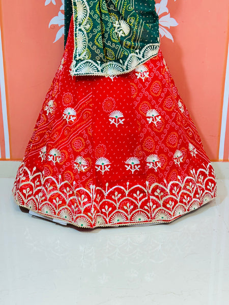60GM GEORGETTE BHANDHANI GOTA PATTI LEHENGA