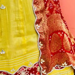 COSMOS TISSUE SILK LEHENGA WITH GHATCHOLA DUPATTA