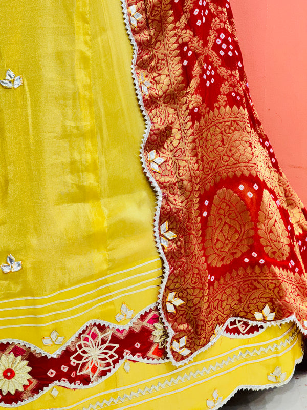 COSMOS TISSUE SILK LEHENGA WITH GHATCHOLA DUPATTA