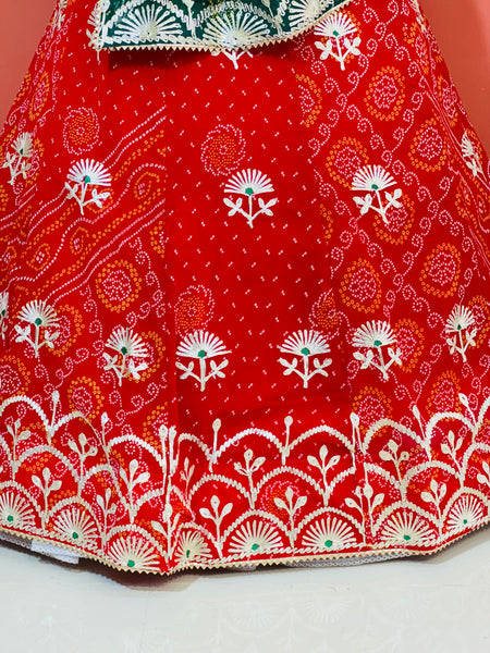 60GM GEORGETTE BHANDHANI GOTA PATTI LEHENGA