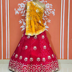 60GM GEORGETTE BHANDHANI GOTA PATTI LEHENGA