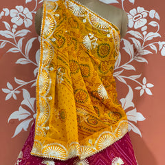 60GM GEORGETTE BHANDHANI GOTA PATTI LEHENGA