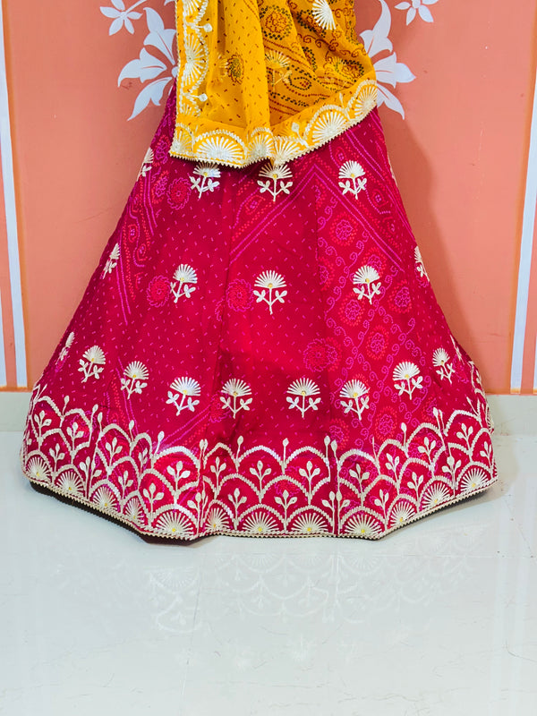 60GM GEORGETTE BHANDHANI GOTA PATTI LEHENGA