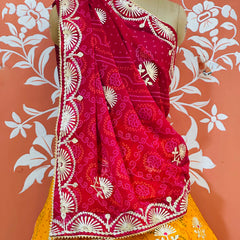 60GM GEORGETTE BHANDHANI GOTA PATTI LEHENGA