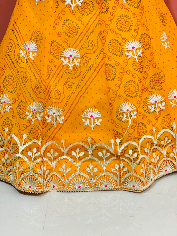 60GM GEORGETTE BHANDHANI GOTA PATTI LEHENGA