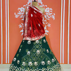60GM GEORGETTE BHANDHANI GOTA PATTI LEHENGA