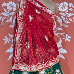 60GM GEORGETTE BHANDHANI GOTA PATTI LEHENGA
