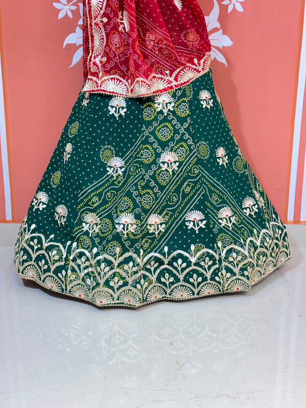 60GM GEORGETTE BHANDHANI GOTA PATTI LEHENGA