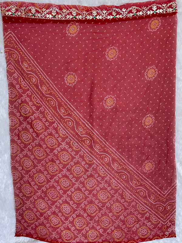 60GM GEORGETTE BHANDHANI GOTA PATTI LEHENGA