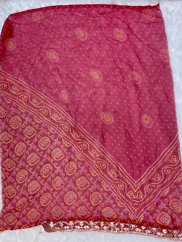 60GM GEORGETTE BHANDHANI GOTA PATTI LEHENGA