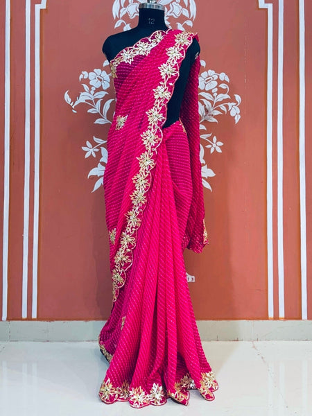 MOTHRA LEHERIYA GOTA PATTI SAREE