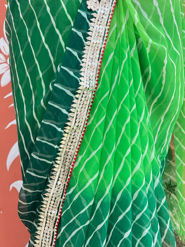 30 GM ROYAL GEORGETTE LEHERIYA GOTA PATTI SAREE