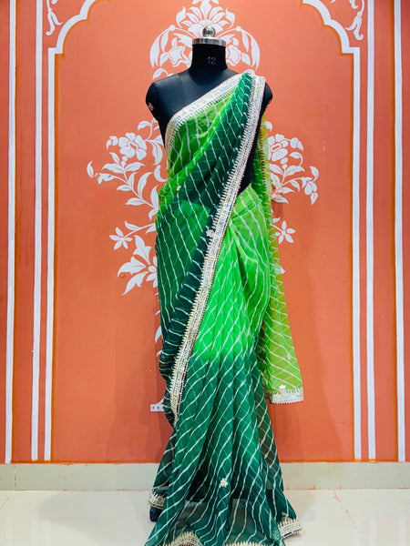 30 GM ROYAL GEORGETTE LEHERIYA GOTA PATTI SAREE