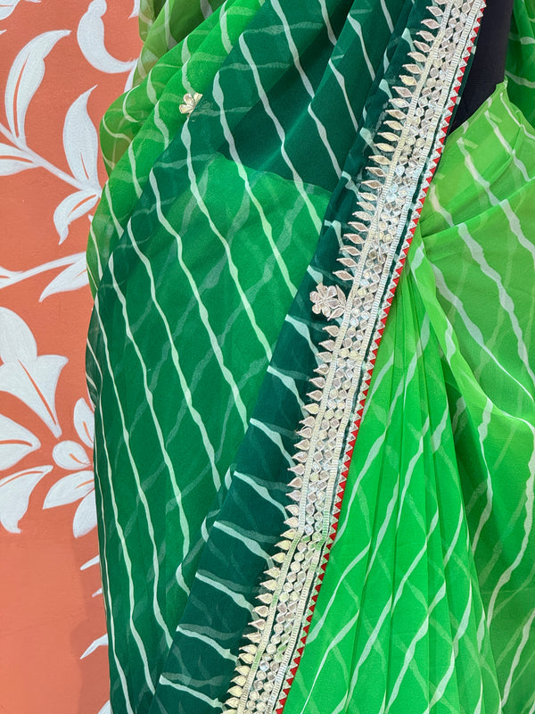 30 GM ROYAL GEORGETTE LEHERIYA GOTA PATTI SAREE