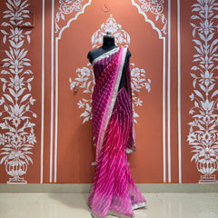 30 GM ROYAL GEORGETTE LEHERIYA GOTA PATTI SAREE
