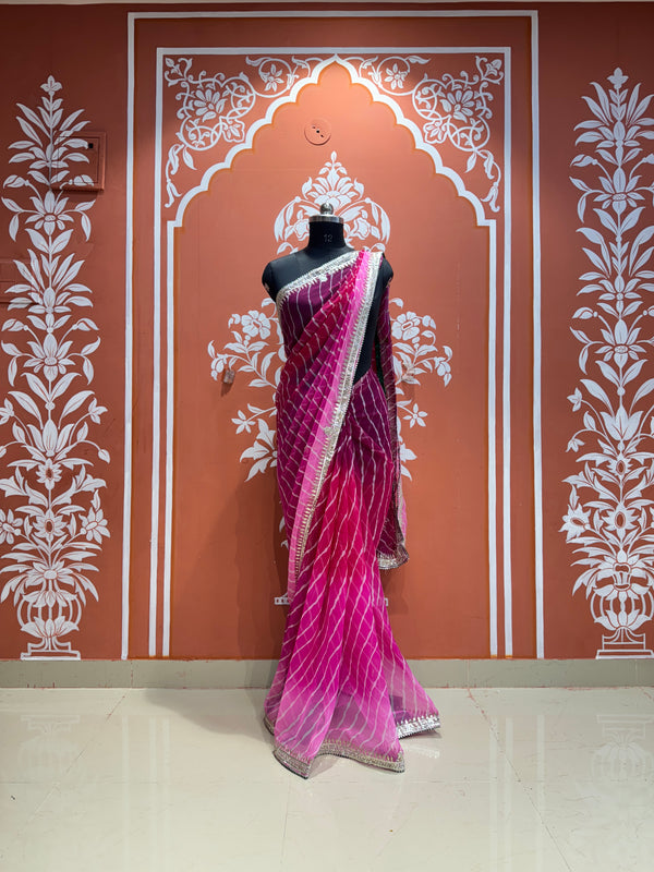 30 GM ROYAL GEORGETTE LEHERIYA GOTA PATTI SAREE