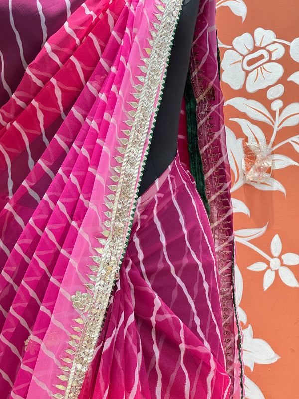 30 GM ROYAL GEORGETTE LEHERIYA GOTA PATTI SAREE